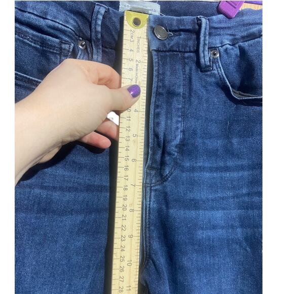 Good American classic slim straight high rise raw hem jeans size 2 / 26 - Picture 6 of 10